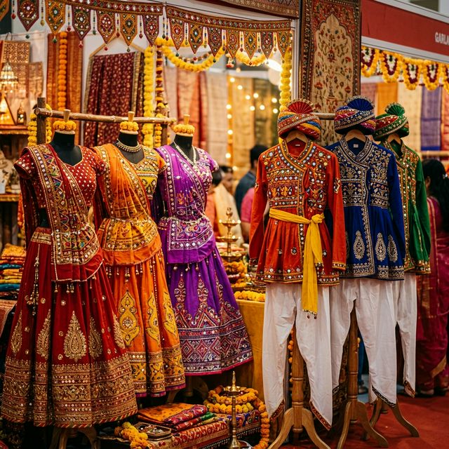 Traditional Gujarati Garba outfits on display for Navratri